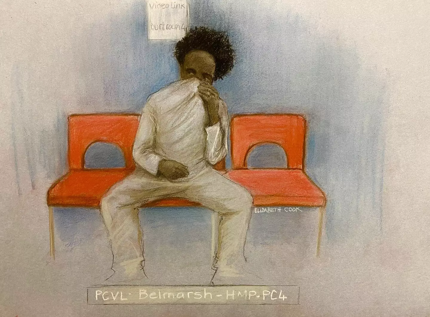 A court drawing of Axel Rudakubana appearing via video link (PA/Elizabeth Cook)