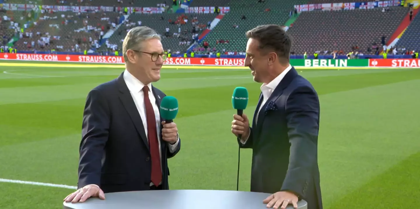 The Prime Minister was interviewed by Gary Neville ahead of the Euros final. (ITV)