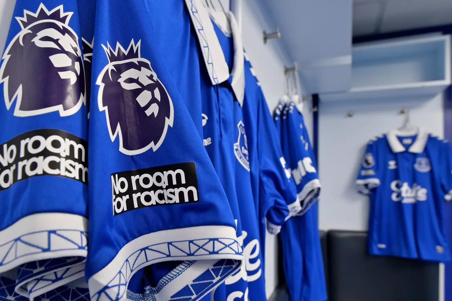 Premier League logos on Everton shirts (Tony McArdle/Everton FC via Getty Images)