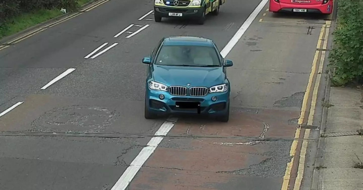 A driver was fined £130 for pulling into a bus lane to make way for an ambulance.