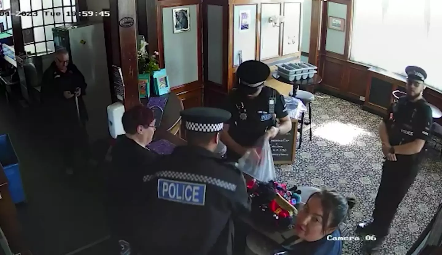 Six police officers raided the pub.
