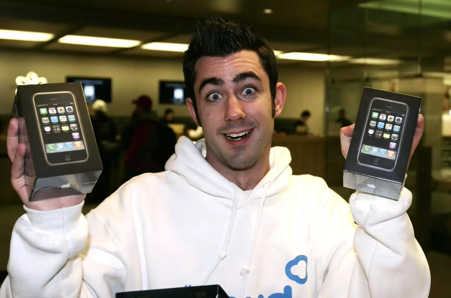 One happy punter with not one but TWO original iPhones in 2007.