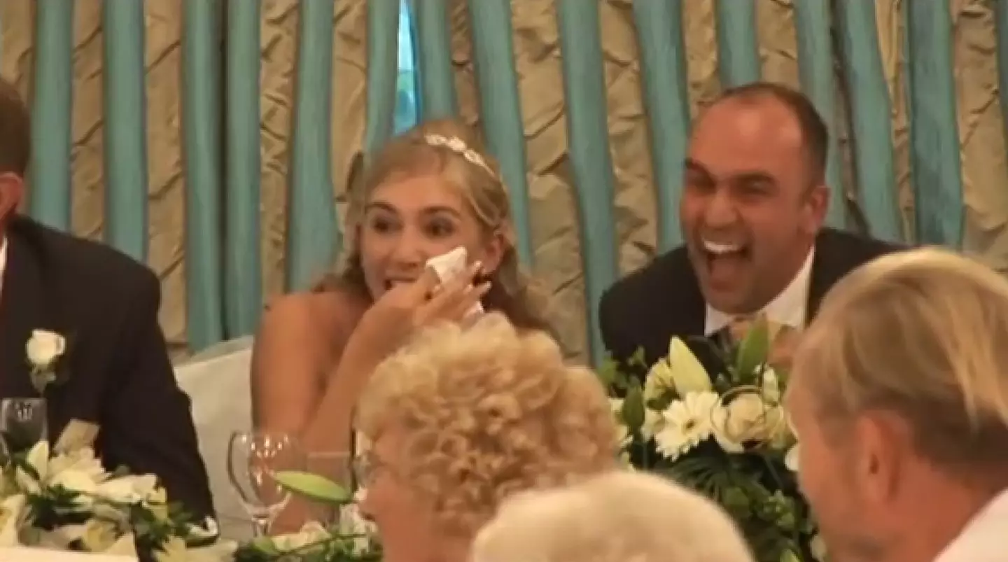 The bride and groom thought the song was hilarious.