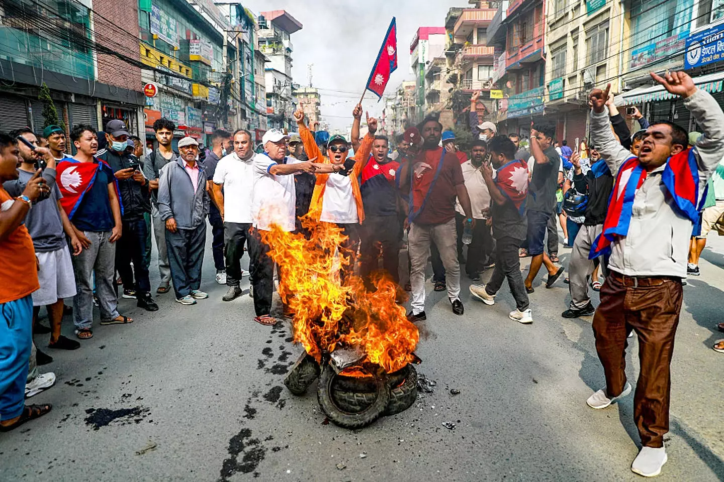 There's chaos on the streets of Kathmandu (PRABIN RANABHAT/AFP via Getty Images)