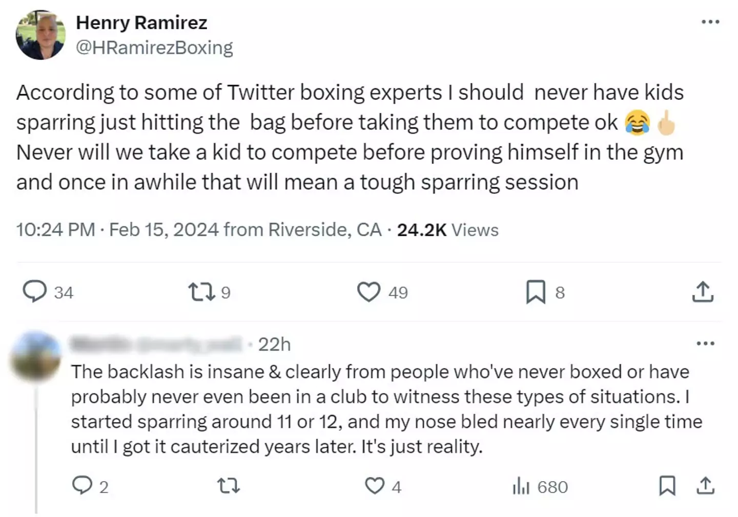 The boxing coach responded to the criticism.