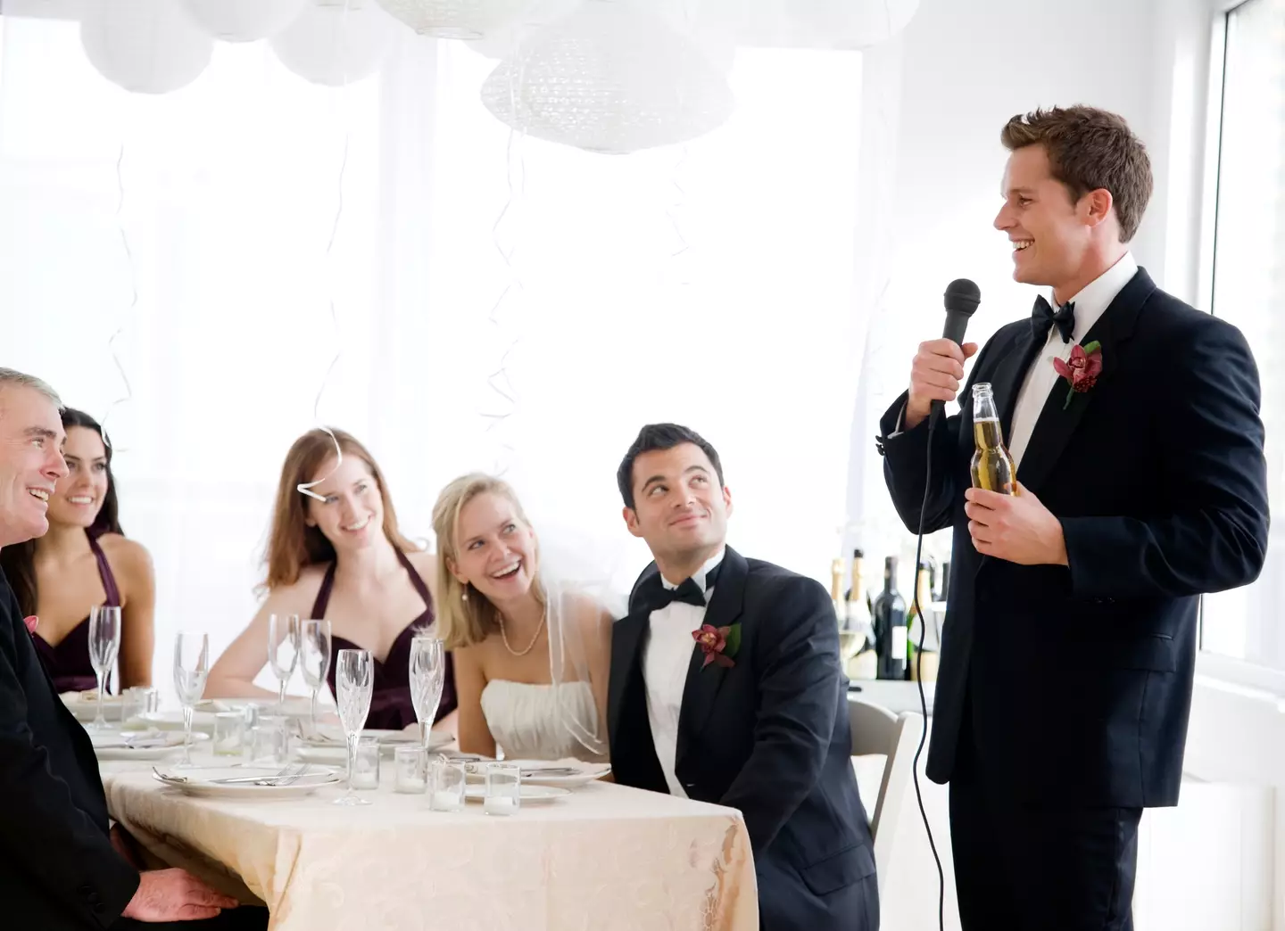 The bride was concerned about the groom's speech.