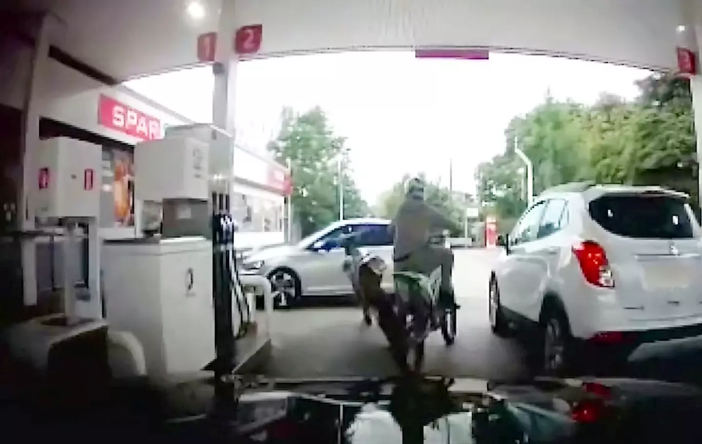 Officers pulled onto the petrol station forecourt in unmarked cars after spotting the bikers.