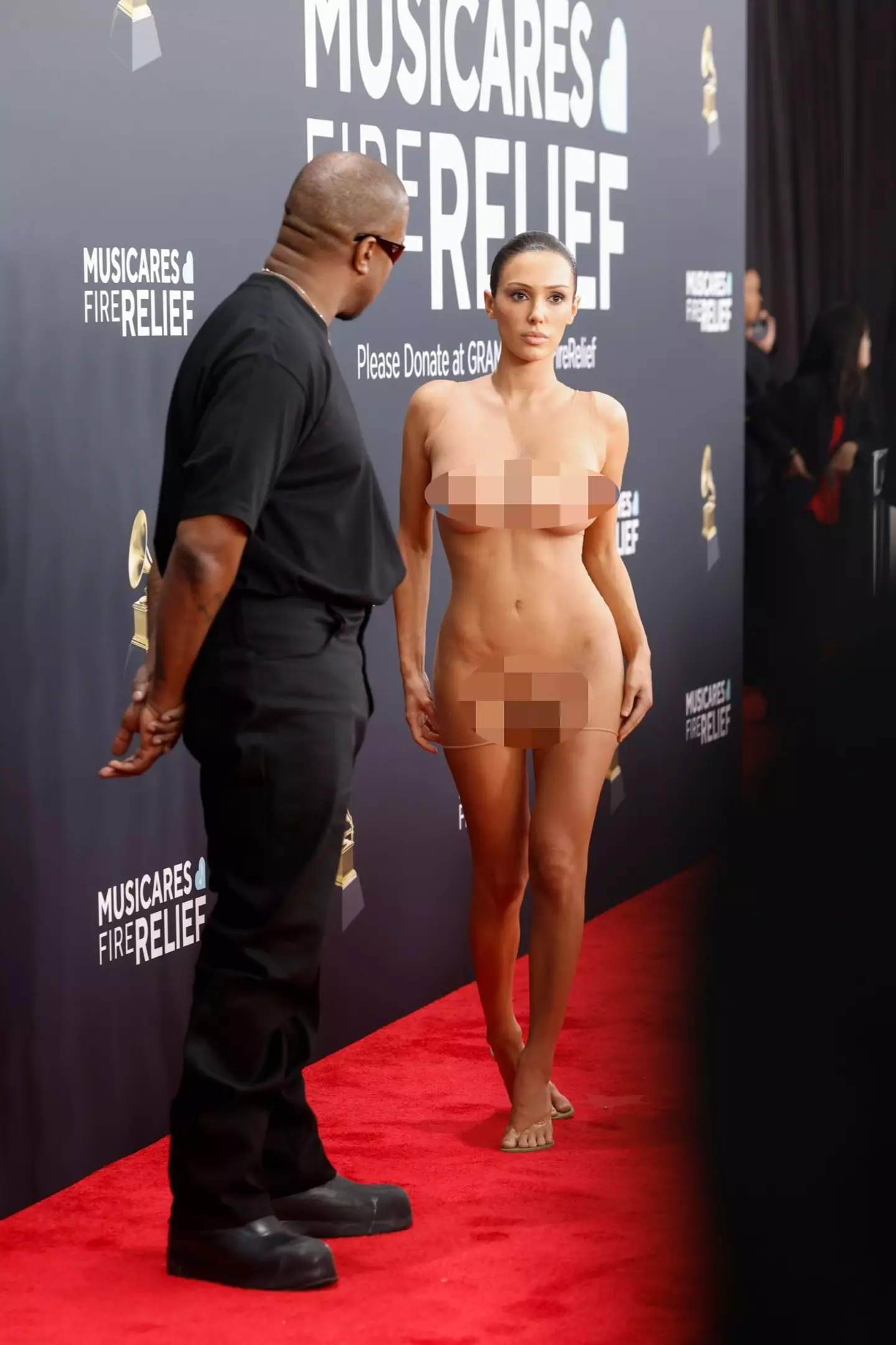 Bianca Censori on the red carpet with husband Kanye West (Frazer Harrison/Getty Images)