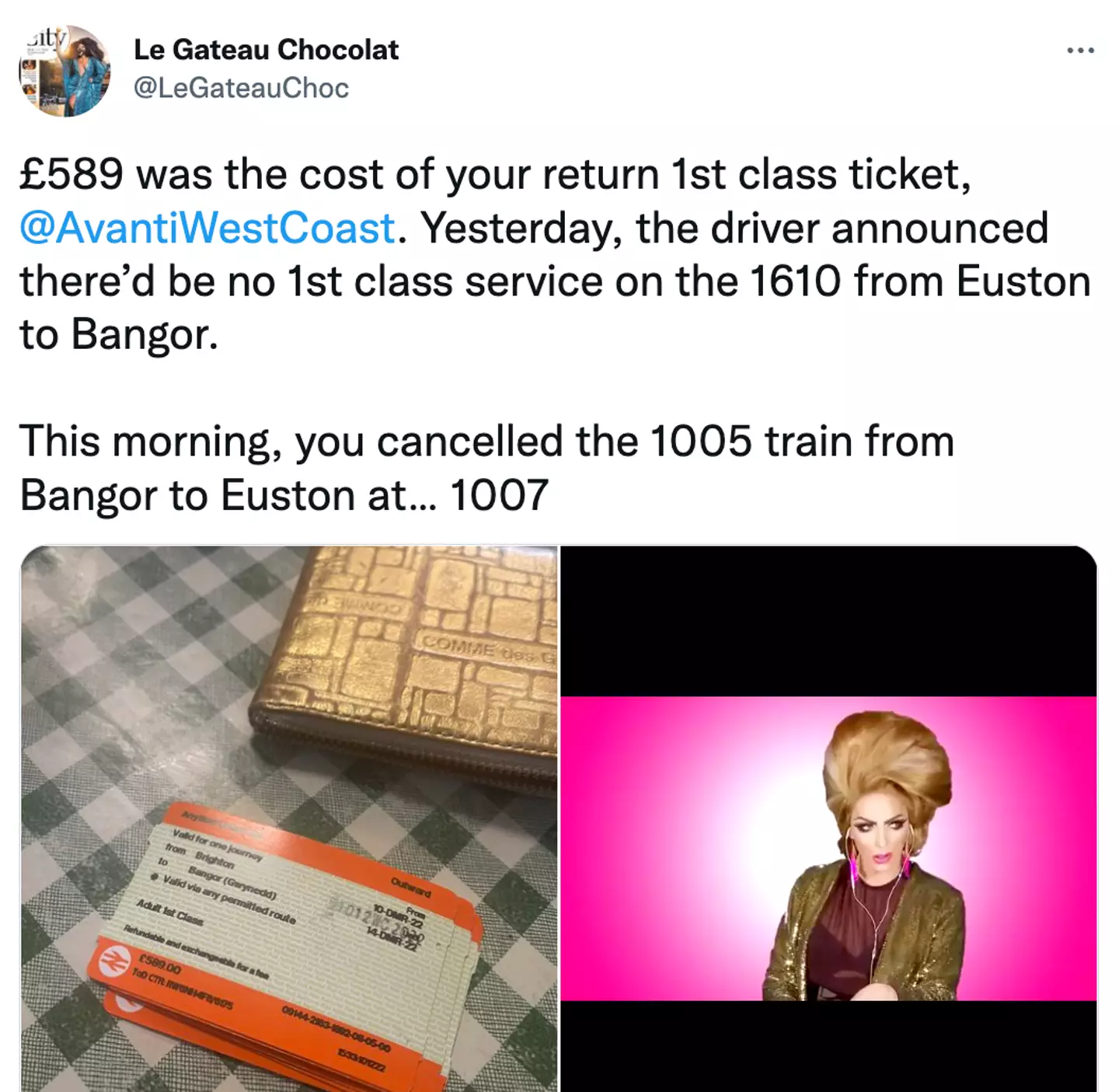 Chocolat criticised Avanti for the train cancellations.