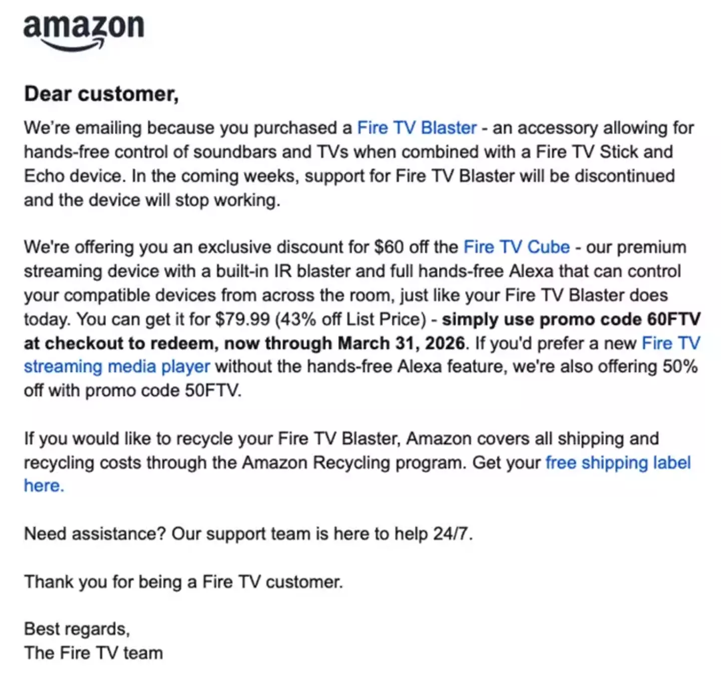 Amazon customers have been told their devices will stop working and offered discounts or reimbursement (Amazon)