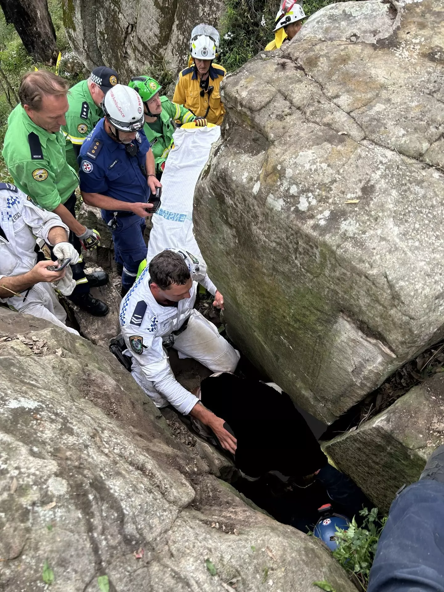 After removing 500kg of rock, the woman could finally be freed (NSW Ambulance)