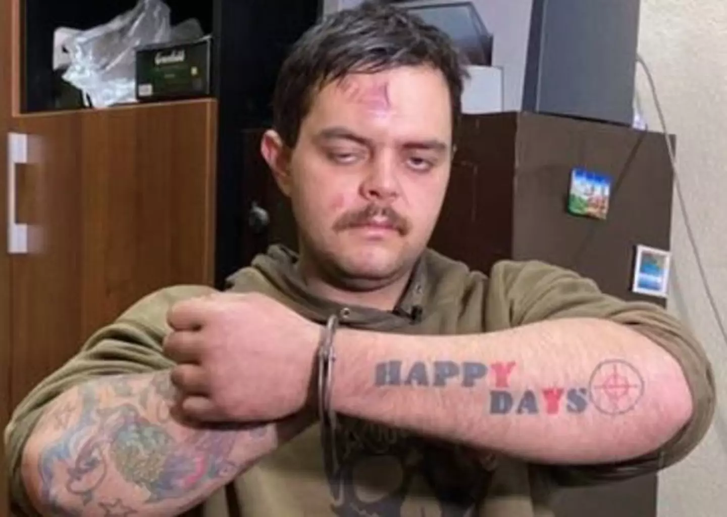 The first pictures of Aiden Aslin have been released following his capture by Russian forces.