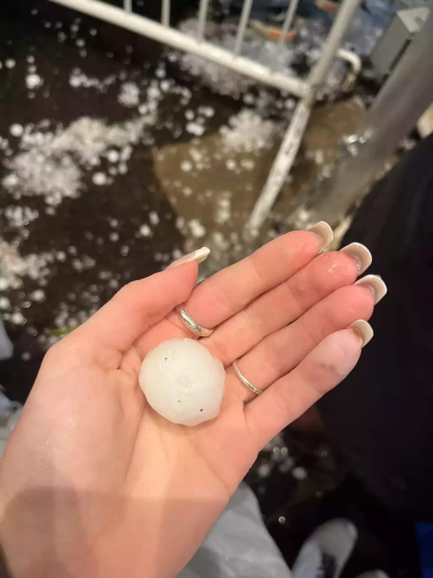 One fan shared a photo of a huge hailstone.