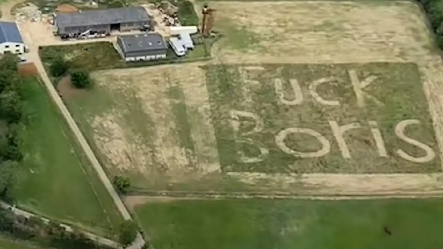 Pilot Spots Giant 'F**k Boris' Mowed Into Field