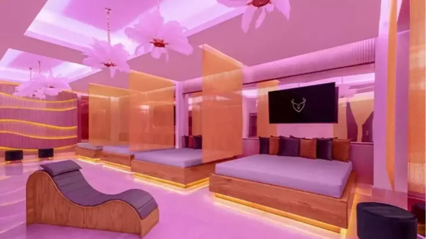 Couple visiting 'real life porno' swingers resort show reality of playroom with specific features