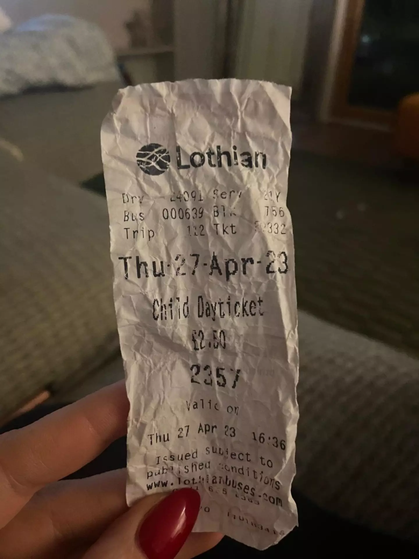 Said 'crumpled' ticket.