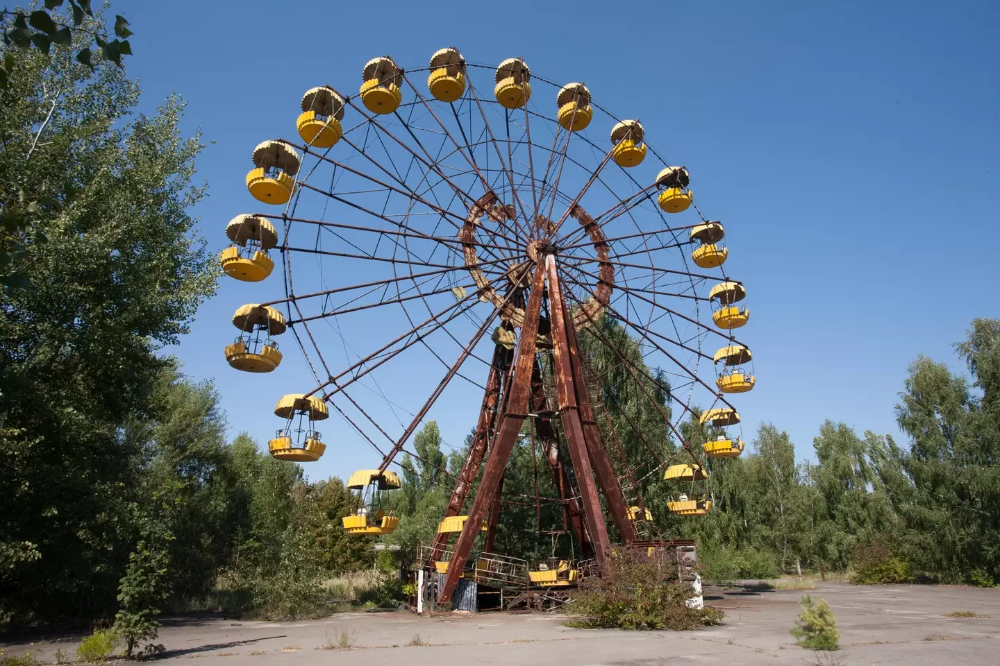 An abandoned ferris wheel in the Chernobyl exclusion zone.