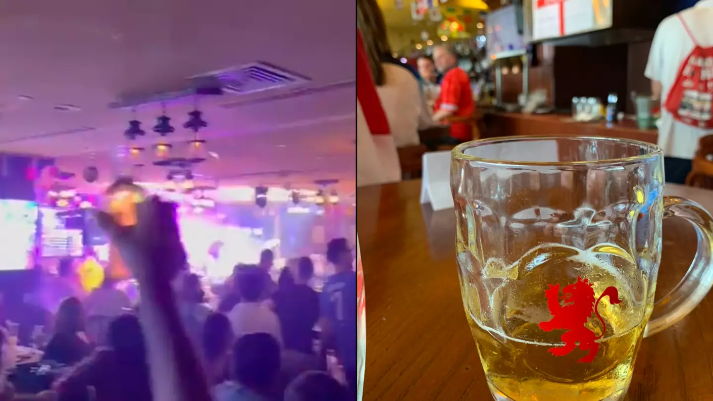 Qatar pub selling £6 pints is full of England fans getting on it