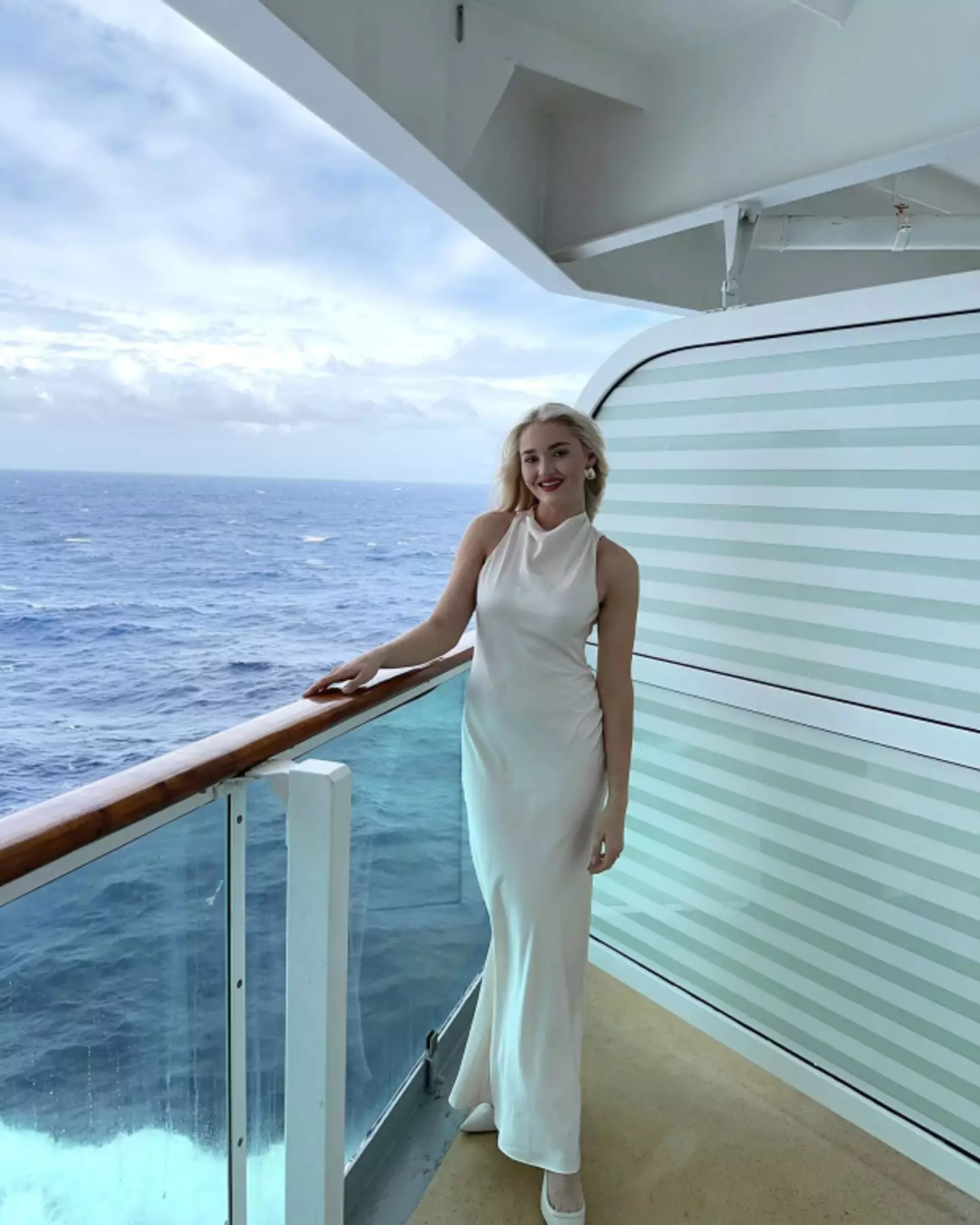 The 26-year-old is onboard Royal Caribbean's Ultimate World Cruise.