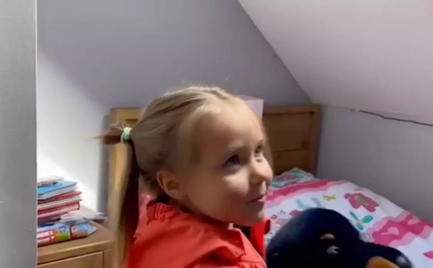 Three-year-old Ukrainian refugee Maria Hroshkova was ecstatic when she saw her new room in the UK.