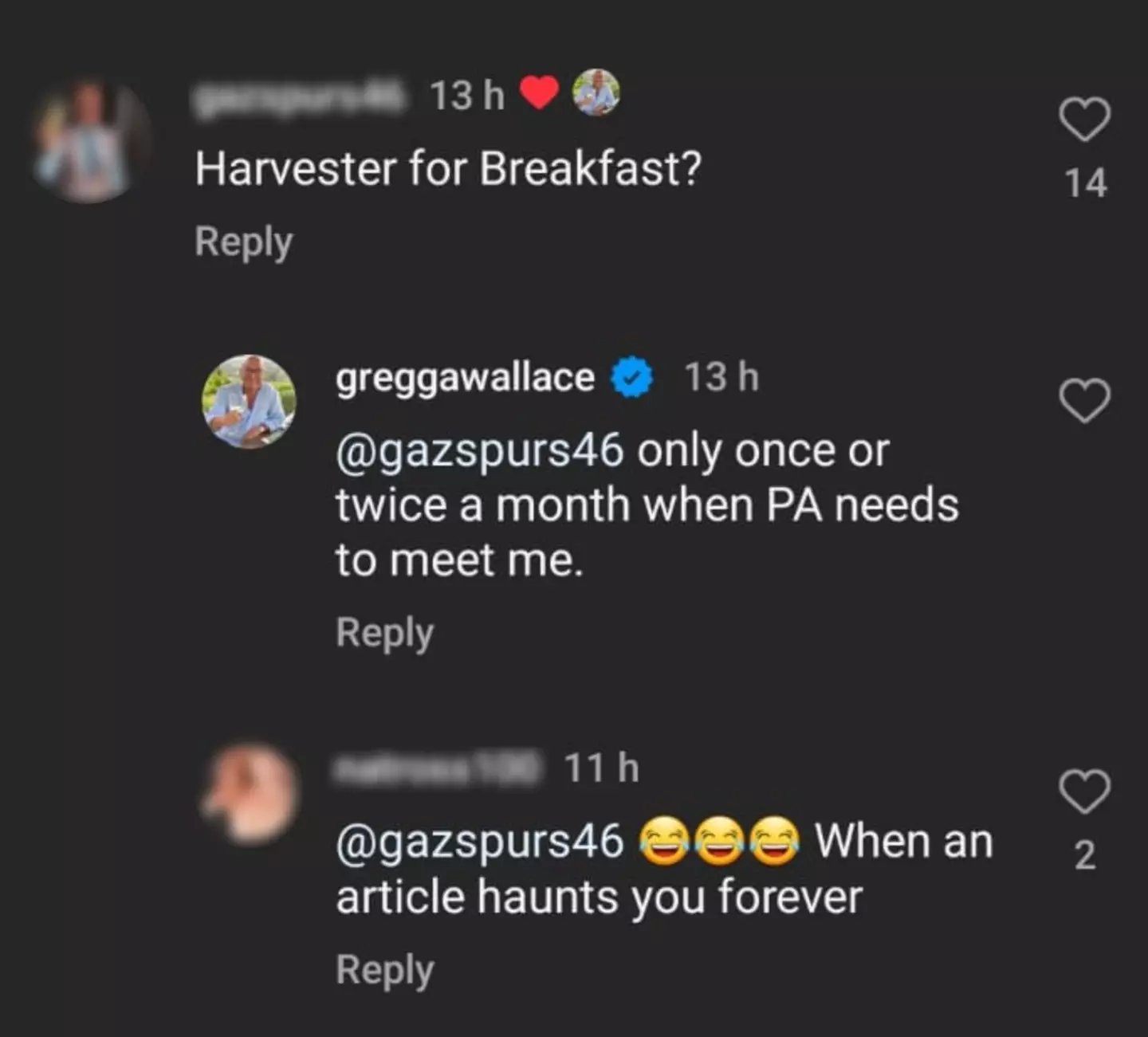 Gregg's Instagram followers were having a bit of fun.