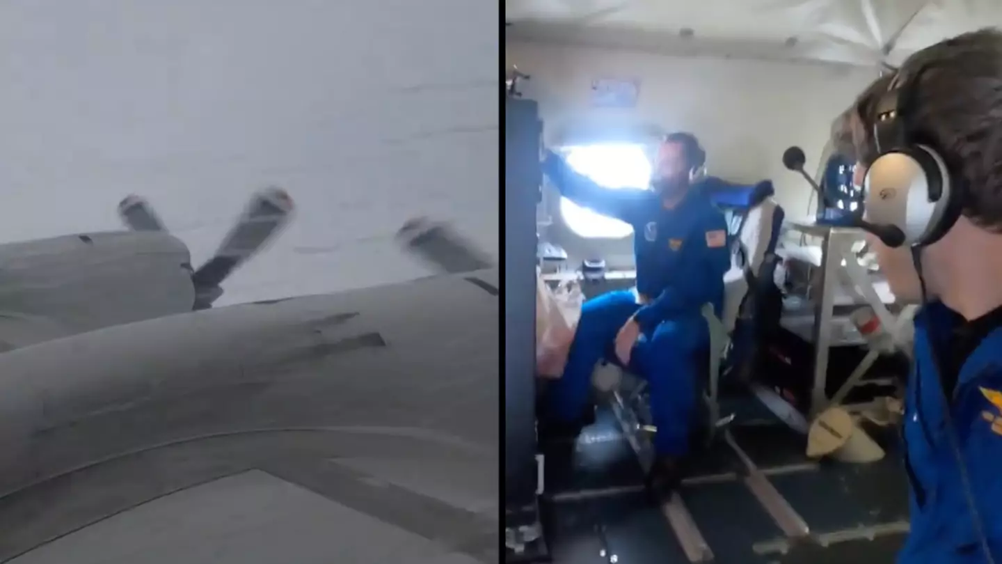 ‘Hurricane hunters’ capture terrifying footage as they fly directly into Milton