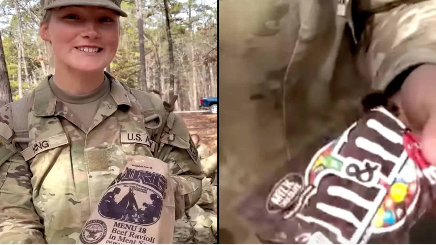 Soldier shows sneak peak inside MRE food bag which reveals what they eat on a daily basis