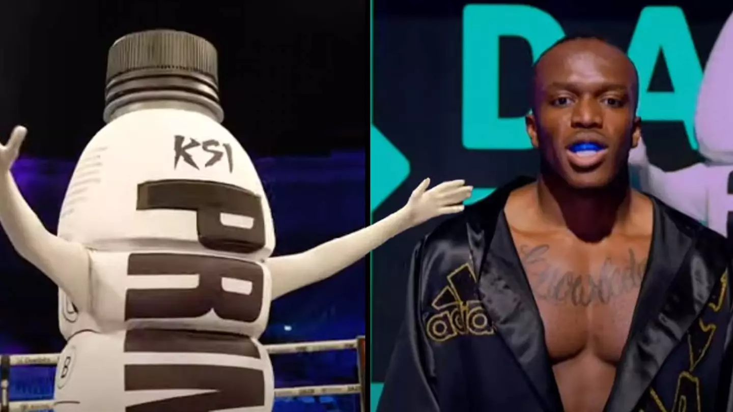 YouTuber successfully crashed KSI's first boxing match in years while disguised as a giant bottle