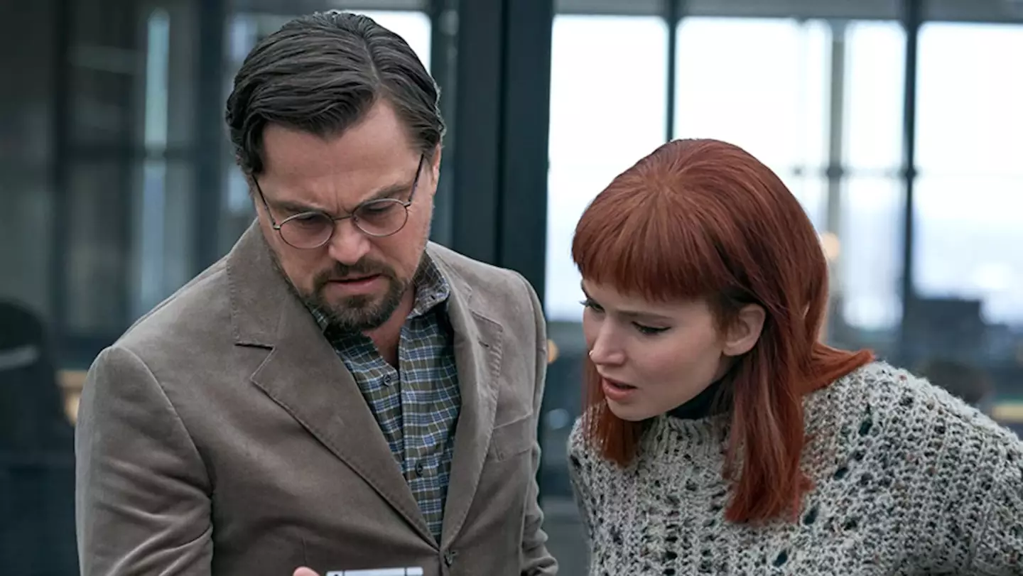 Lawrence and Leonardo DiCaprio in Don't Look Up.