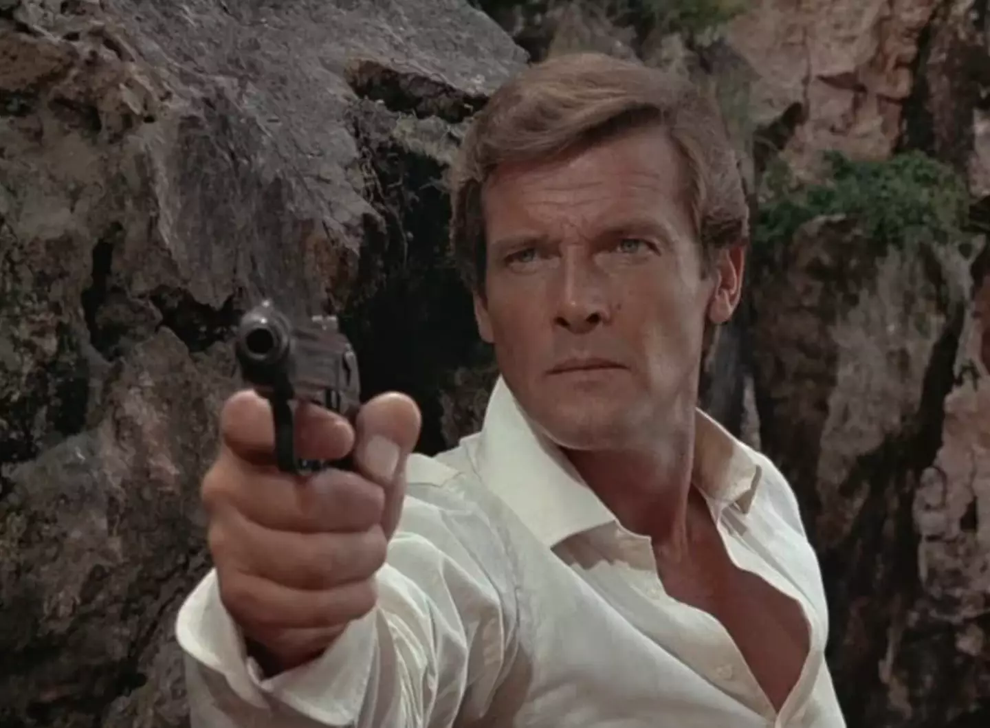 Roger Moore in the 1974 Bond film The Man with the Golden Gun.