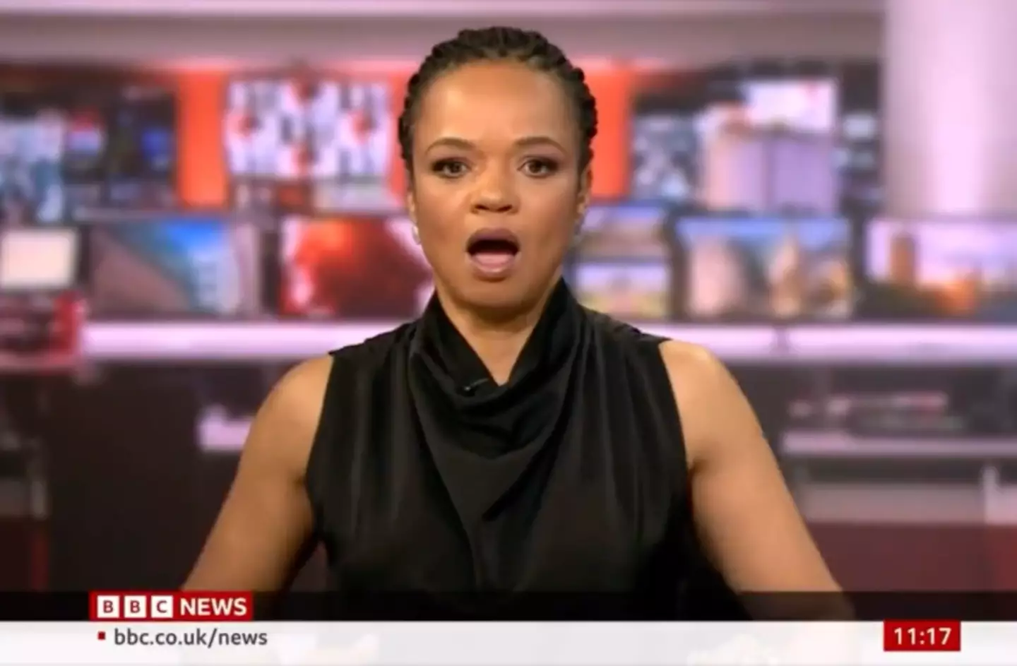 The BBC News anchor suddenly realised she was back on air.
