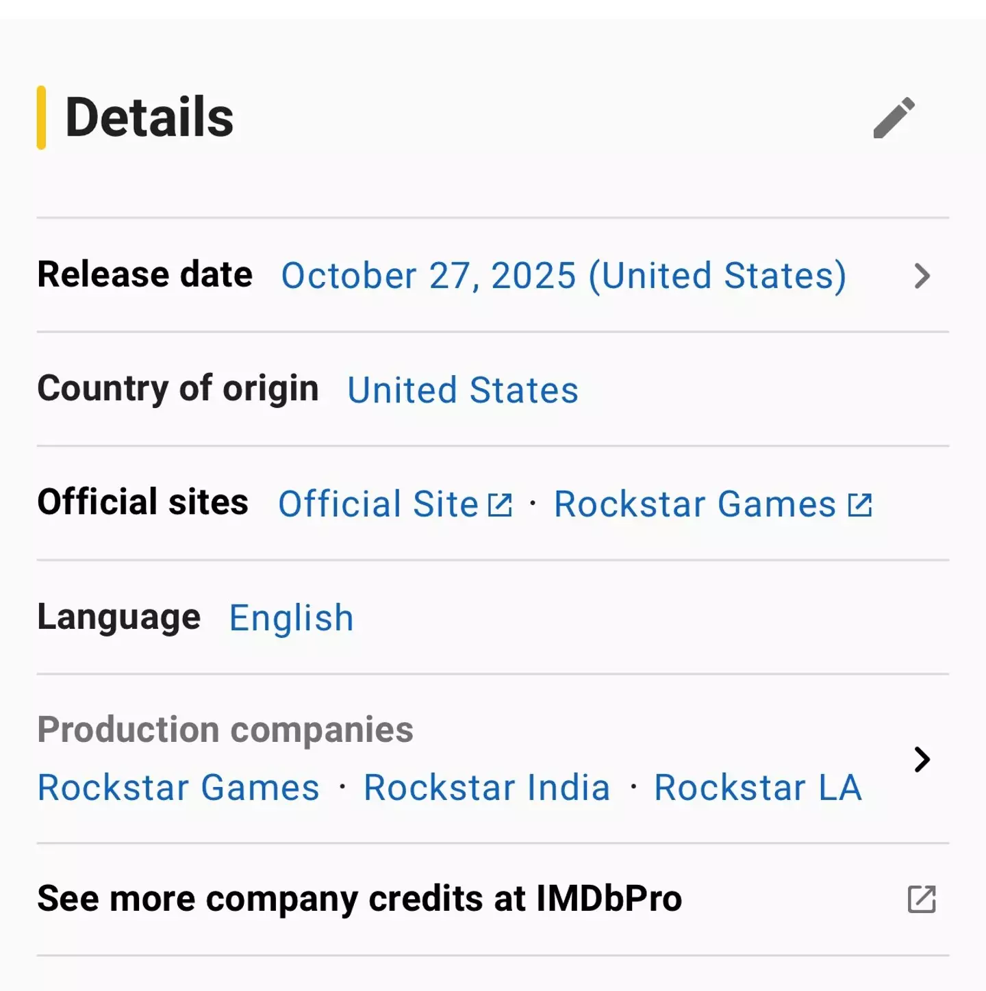 Is GTA 6 coming on 27 October, 2025? (IMDb)