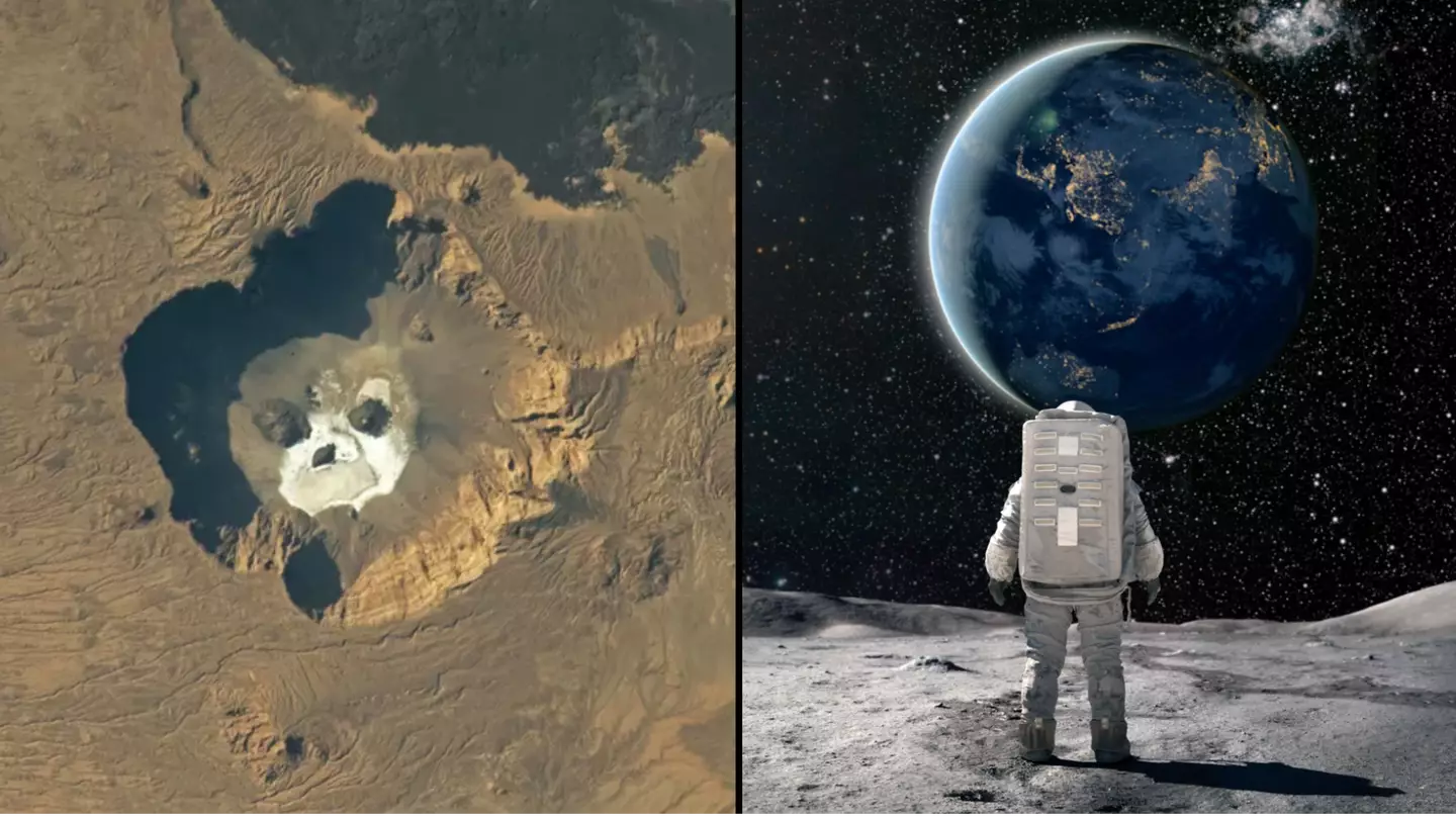 Astronaut looks down at Earth from ISS and sees huge skull looking back