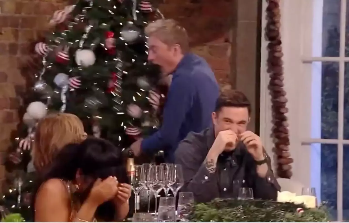 The comedian then took aim at the Christmas tree, much to the amusement of the Saturday Kitchen stars (BBC)