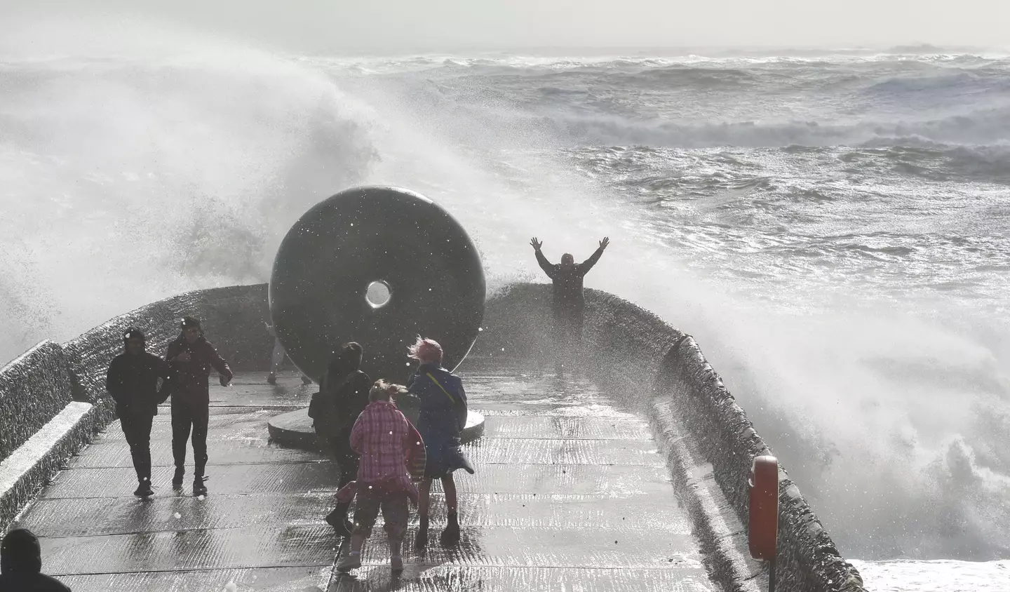 'Wave catchers' this morning as Storm Eunice battered Brighton.