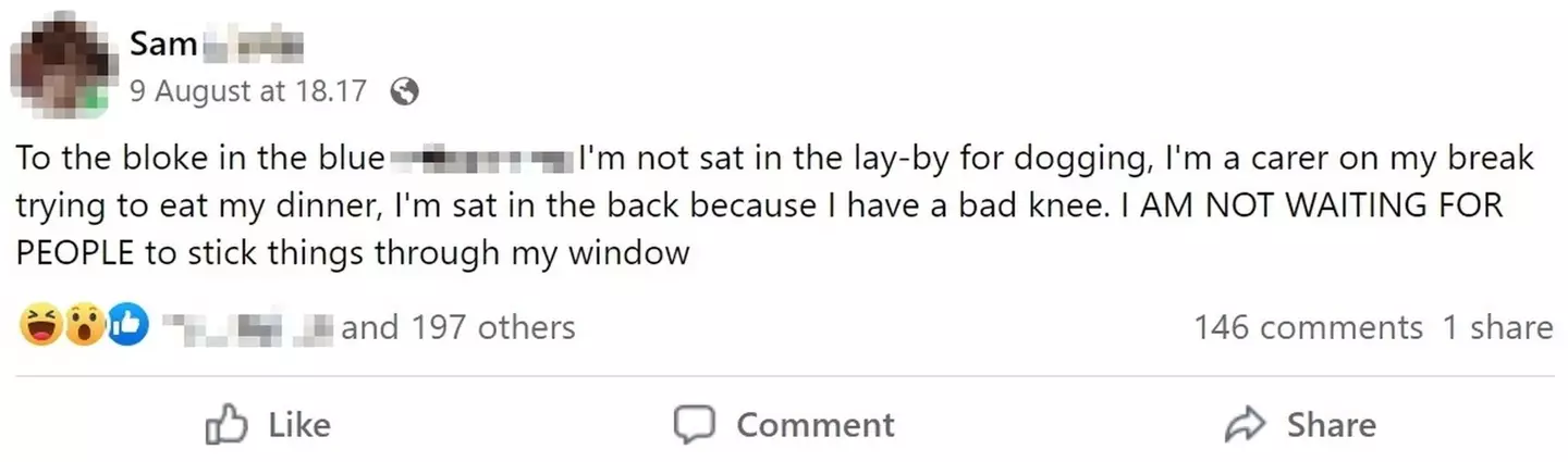 Sam's Facebook Post.