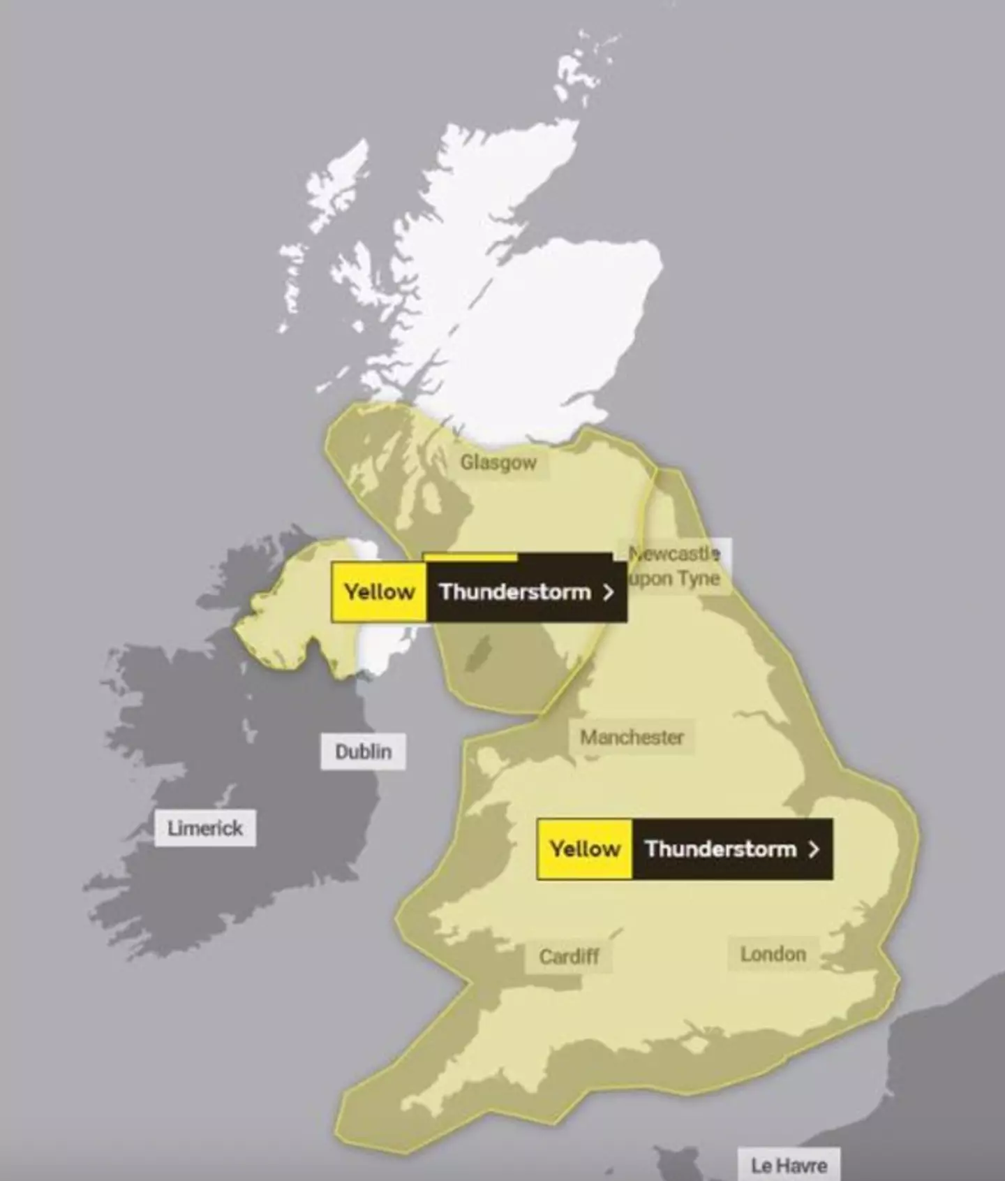 Sunday's Yellow Weather Warning.