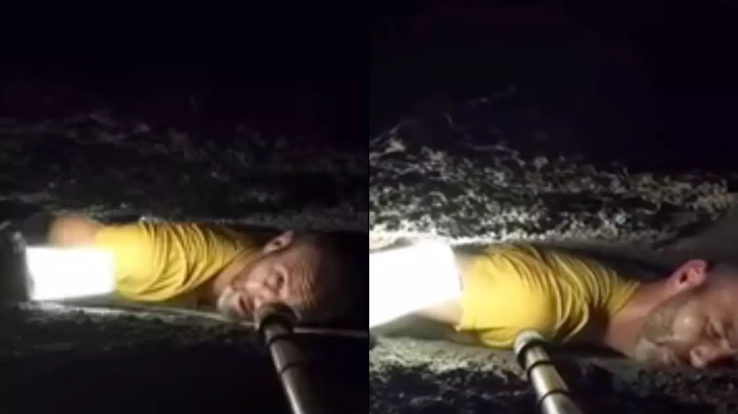 Man Climbing Through Extremely Narrow Gap In Cave Is Triggering People's Claustrophobia