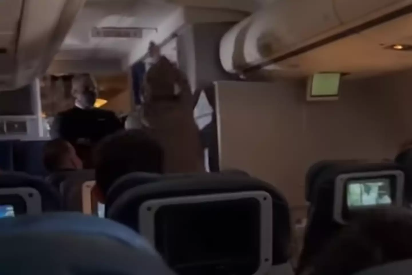 The passenger tried to attack flight attendants (Lisa Olsen/ABC7 Chicago)