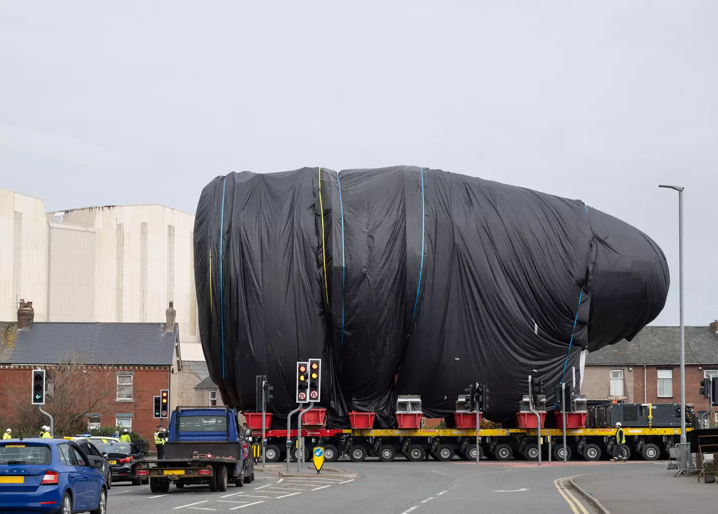 Traffic had to be stopped in Barrow, Cumbria as the Dreadnought submarine part was transported on the main roads (BAE Systems)