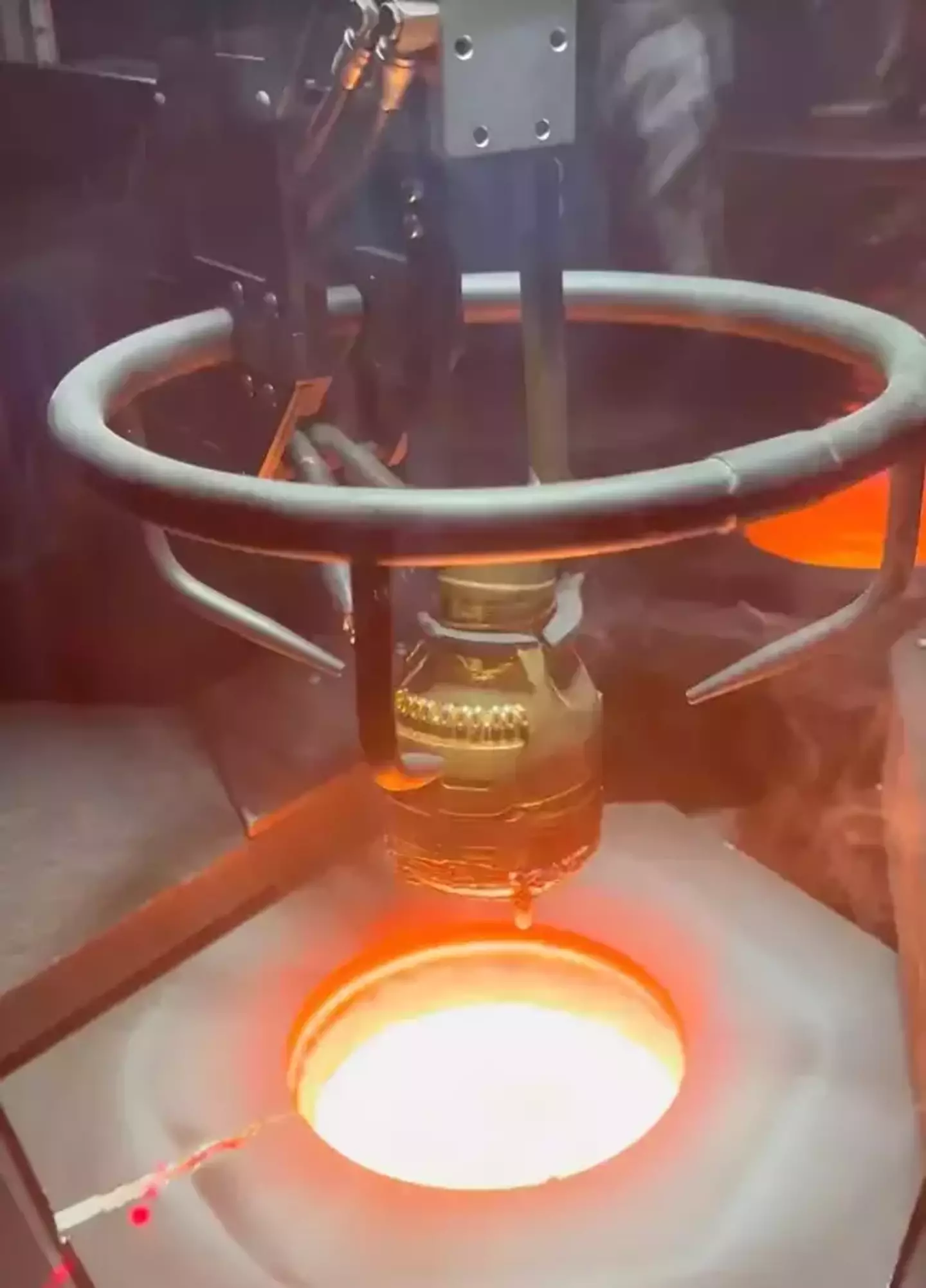 The New York bottle was incinerated and melted down in a vat of molten lava.