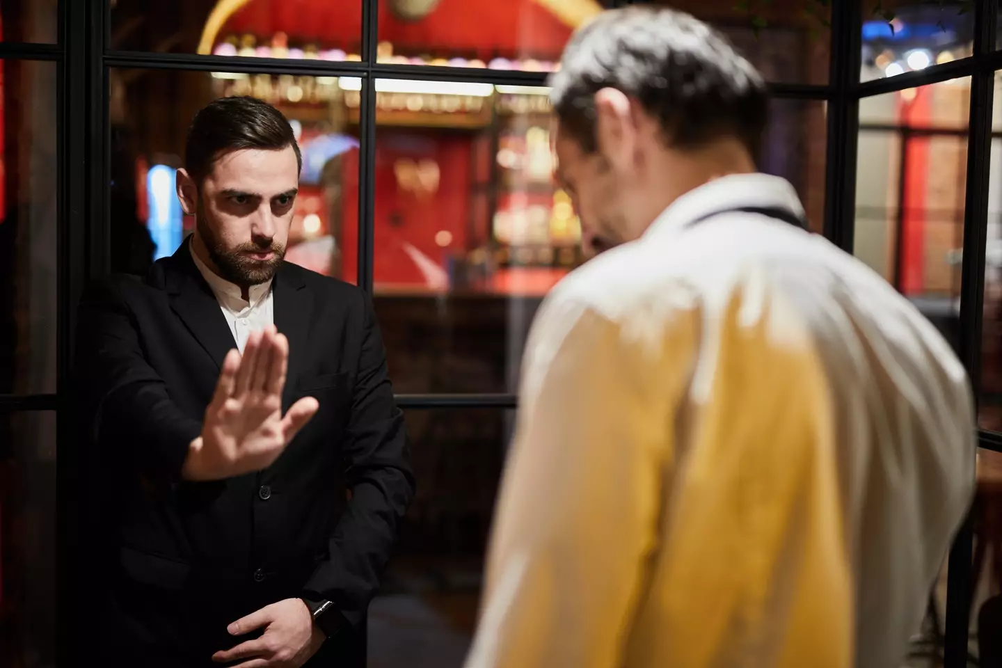 "Sir, we can't let you in, you've been 86'd after last time's... unpleasantness."