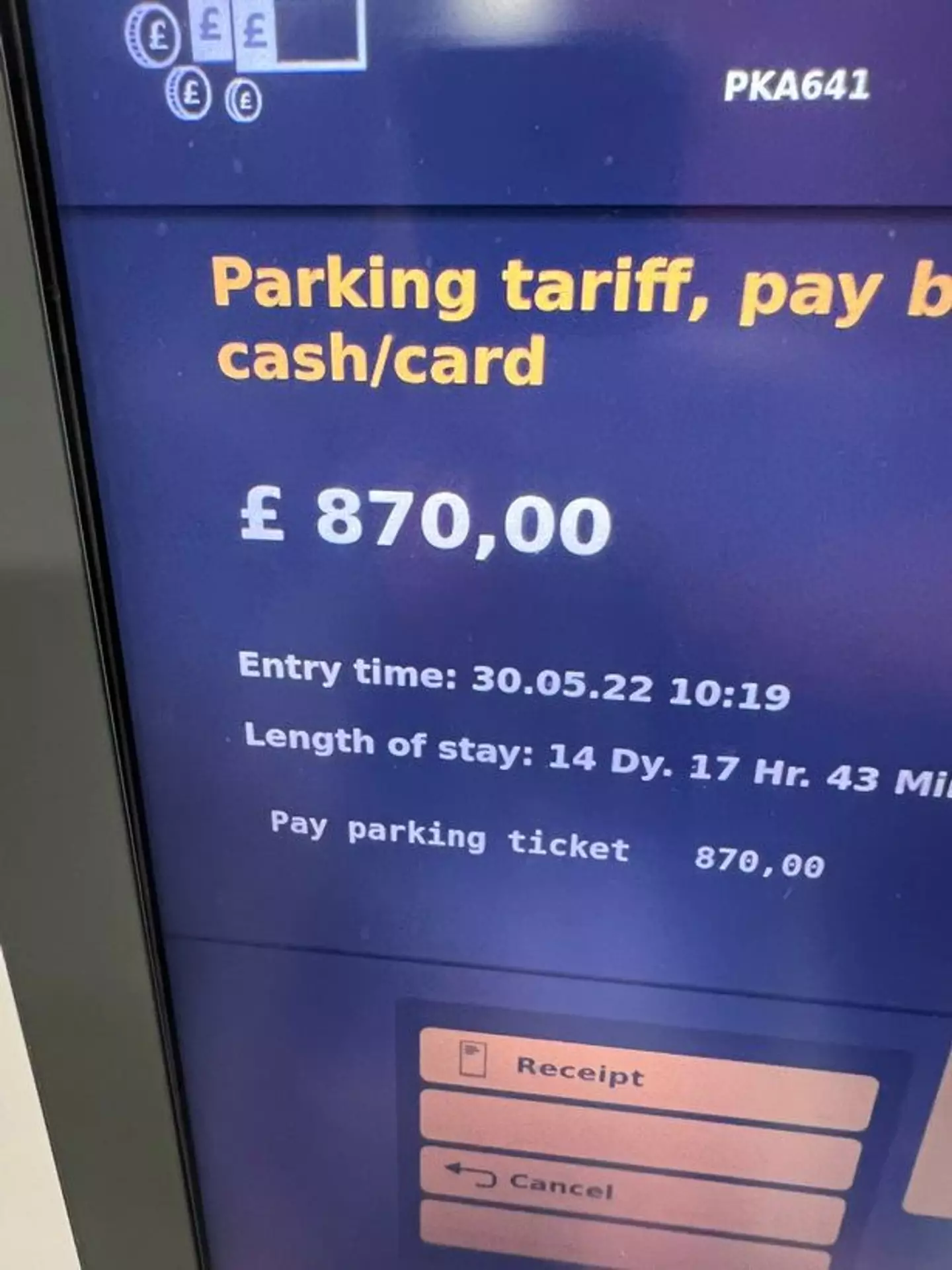 A man was charged hundreds of pounds for using the wrong airport car park.