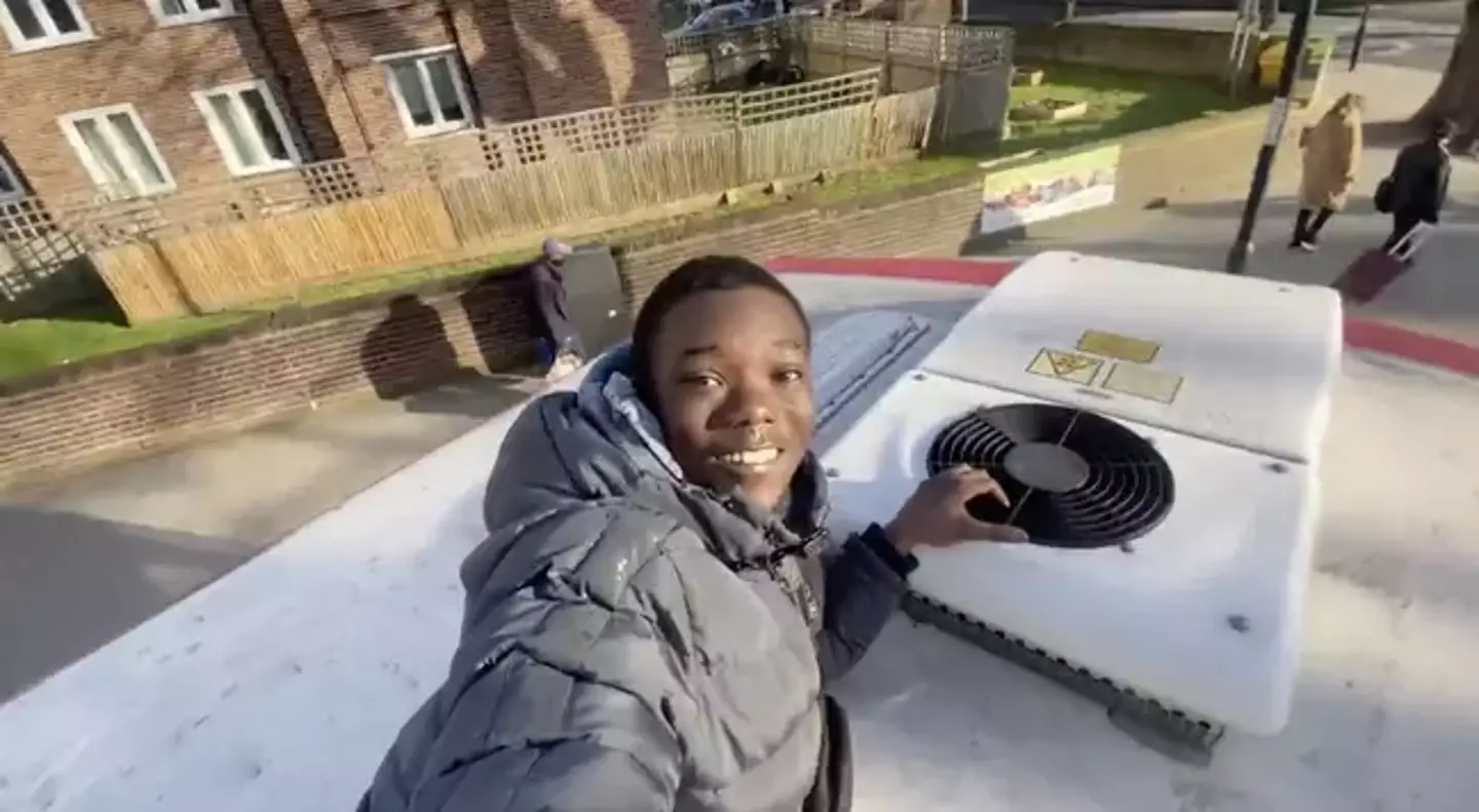 After his first arrest he posted a video of himself riding atop a bus.