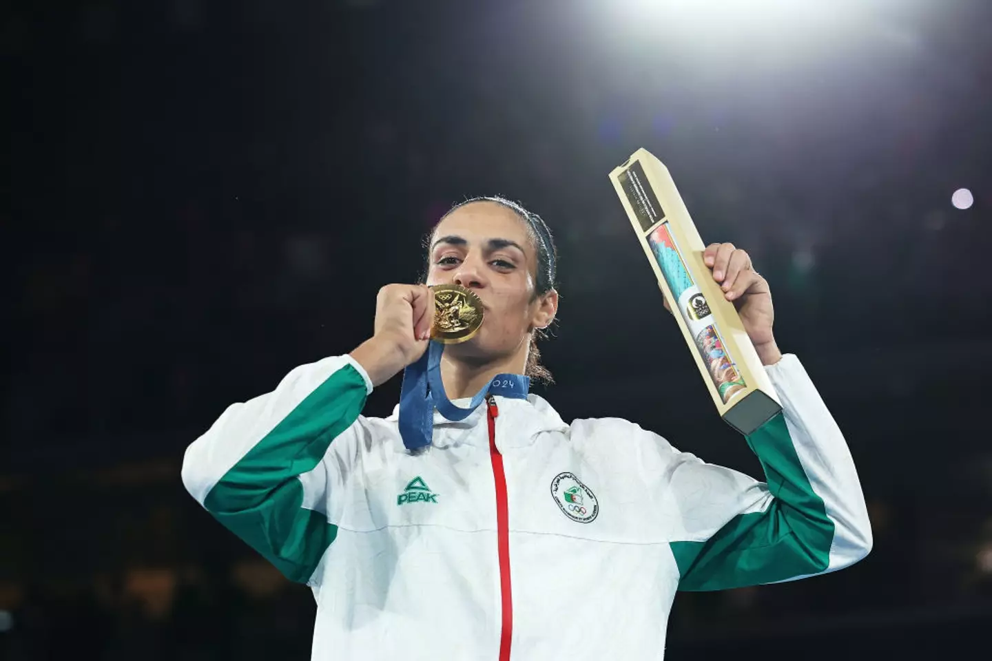Khelif had a message to send to the 'enemies'. (Photo by Richard Pelham/Getty Images)