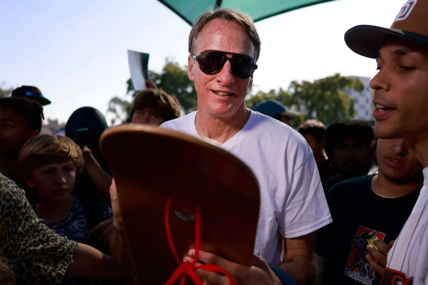 The skateboarding star took to social media to slam the 'nonsense narrative' (Kevin Carter/Getty Images)