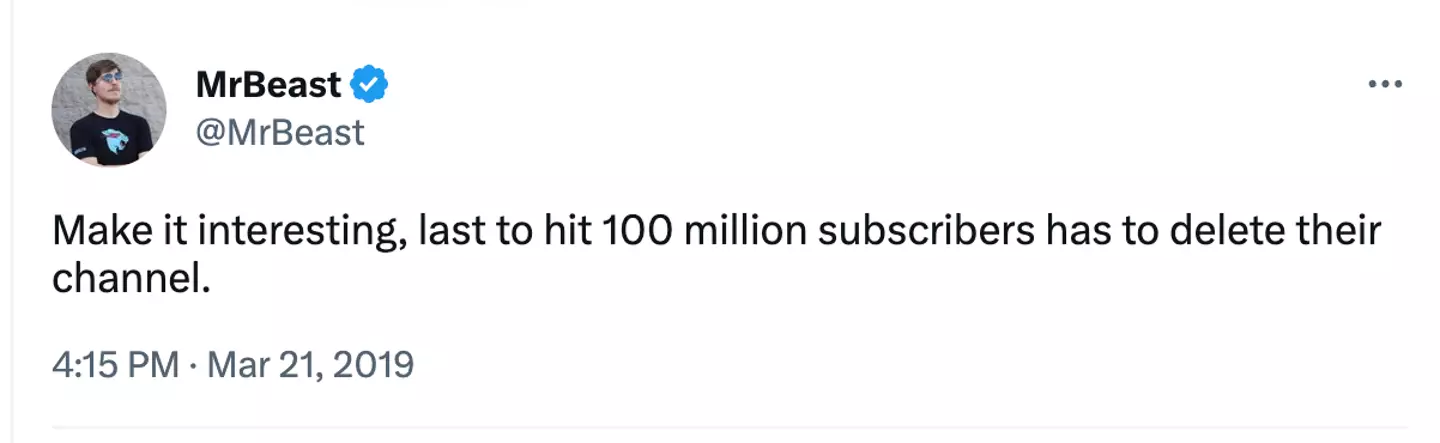 MrBeast challenged PewDiePie to deleting their channels over subscribers.
