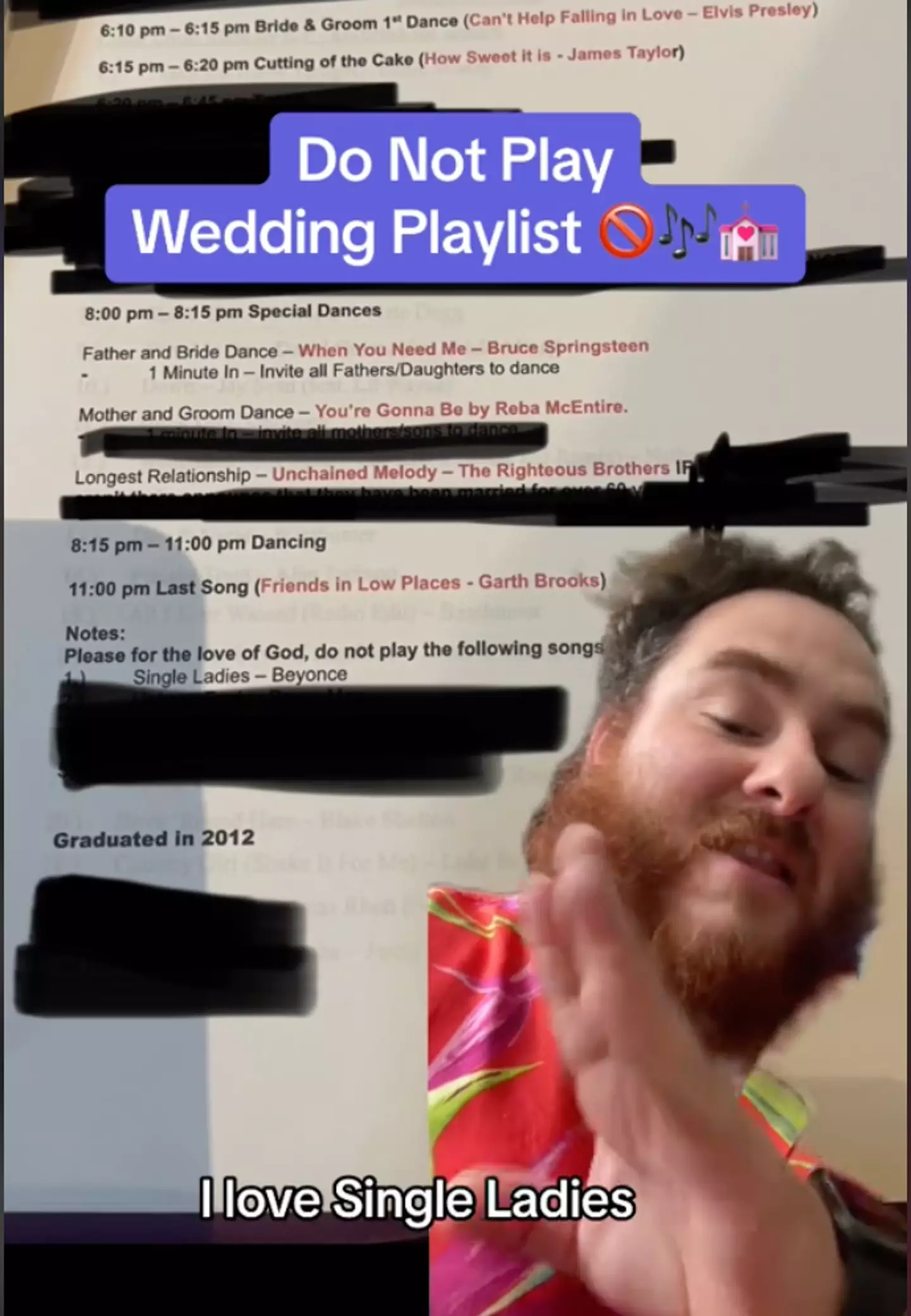 A wedding DJ shared a couple’s ‘no play list’.