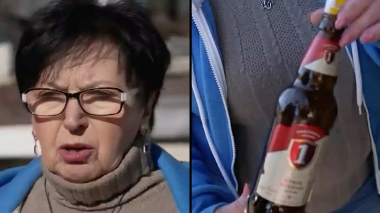 Ukrainian Grandmother Shows Off Her Self-Made Molotov Cocktails And Taunts Russian Army