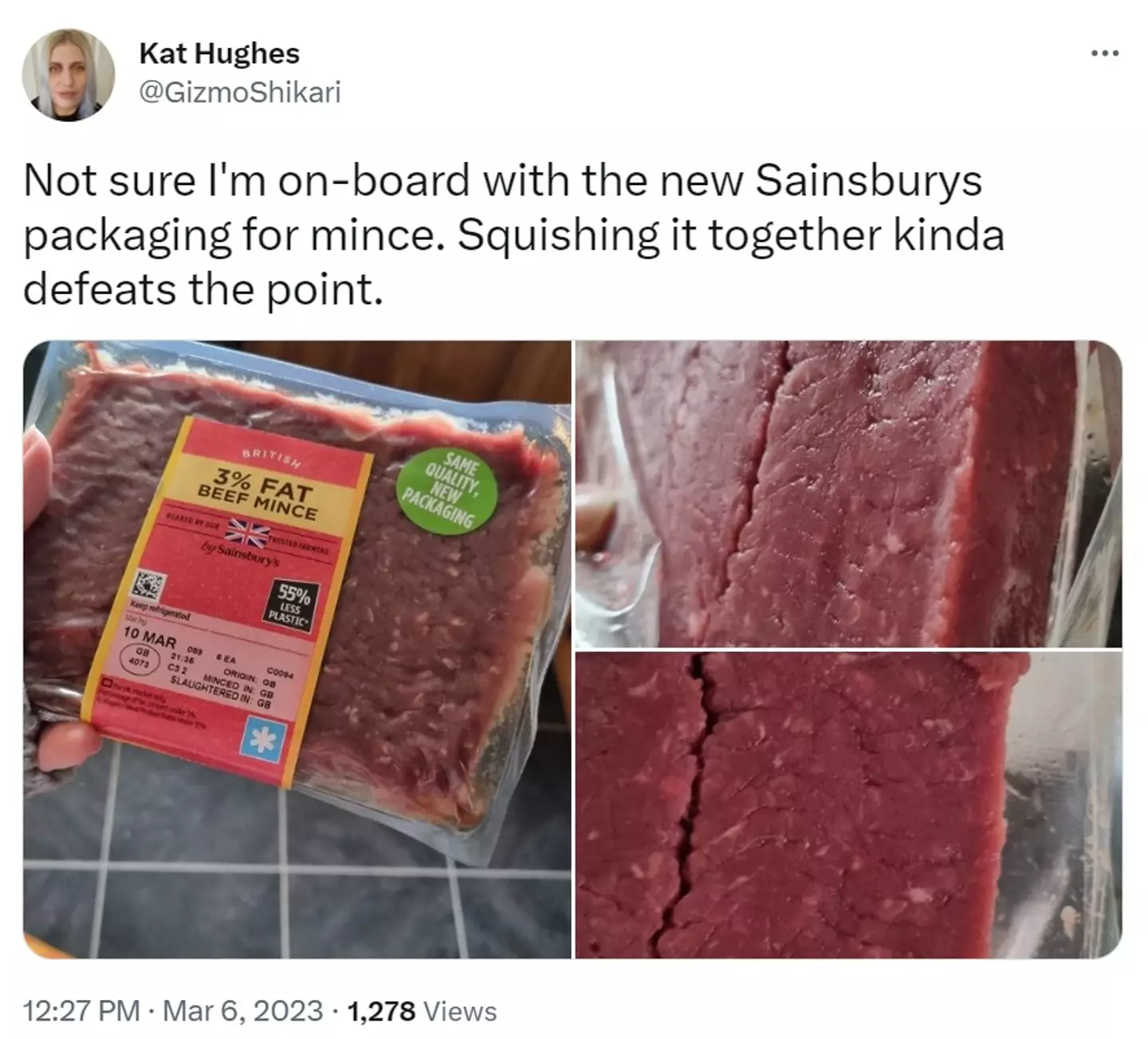 People aren't impressed with how their vacuum packed mince from Sainsbury's has turned out.